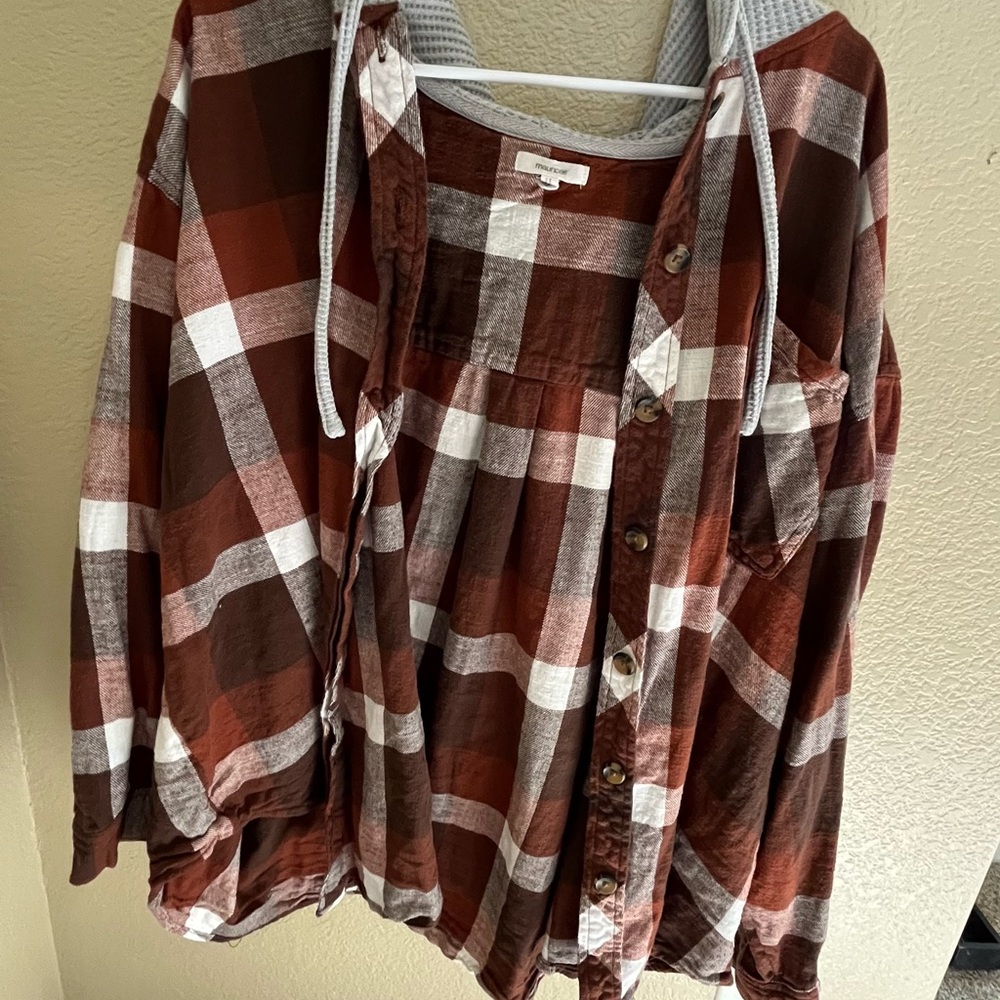 Maurices Kids Plaid Shirt in Brown and White